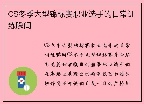 CS冬季大型锦标赛职业选手的日常训练瞬间