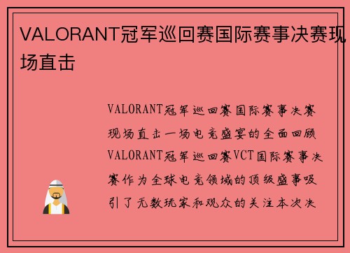 VALORANT冠军巡回赛国际赛事决赛现场直击