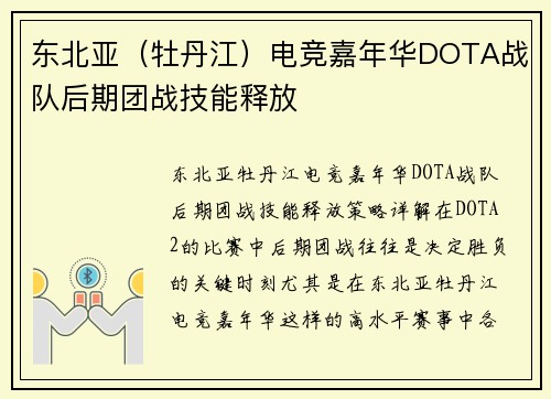 东北亚（牡丹江）电竞嘉年华DOTA战队后期团战技能释放